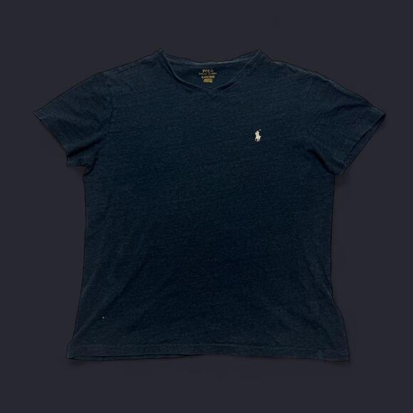 Polo Ralph Lauren Navy Blue V-Neck Short Sleeve T-Shirt Men’s Size Medium - Picture 1 of 5